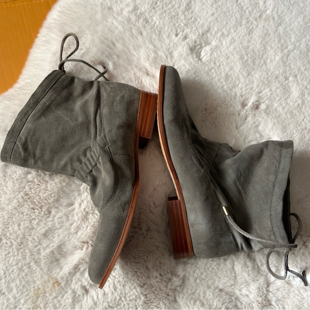 Clarks Gray Suede Ankle Booties